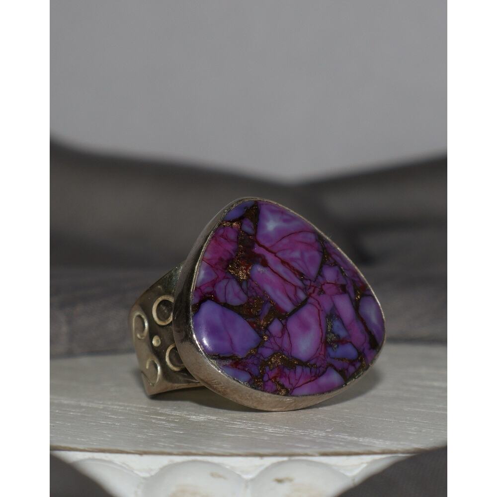 Jay King DTR Sterling Silver Purple Copper Turquoise Ring 11.6G / Sz 6